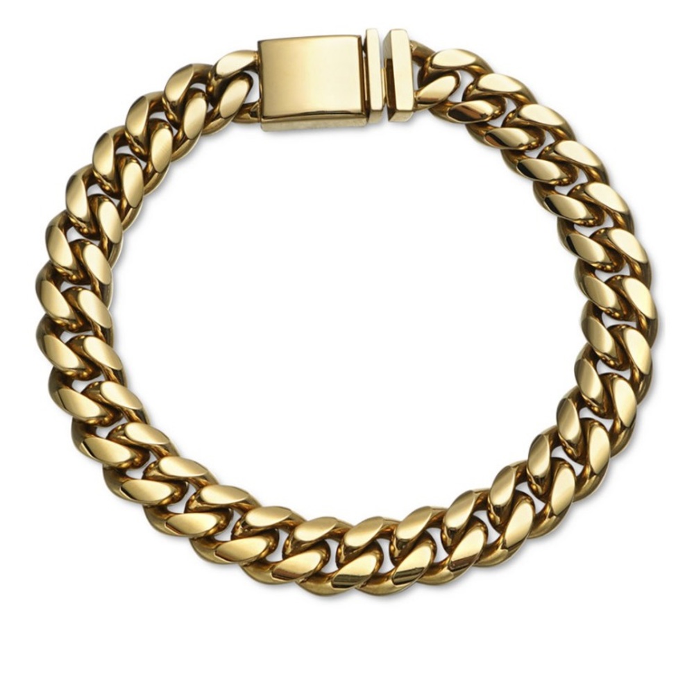 Esquire Men's Jewelry Gold-Tone Ion Plated Stainless Steel Cuban Link Bracelet